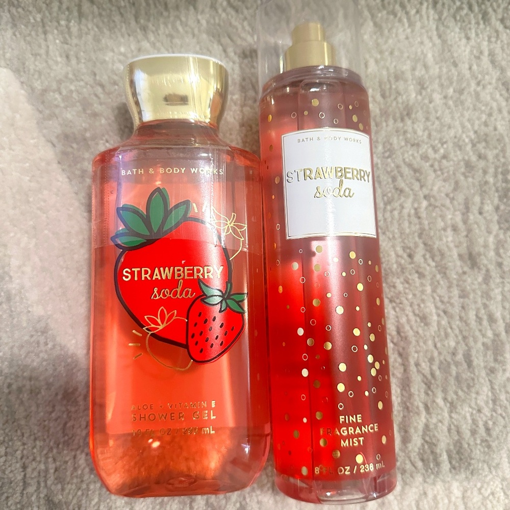 Bath and Body Works Strawberry Soda Shower Gel & Mist Body Care Set BBW B&BW